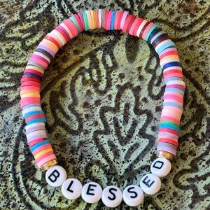 Brand NEW in package Colorful Bracelet with 'Blessed' Beads Sz 7 before stretch